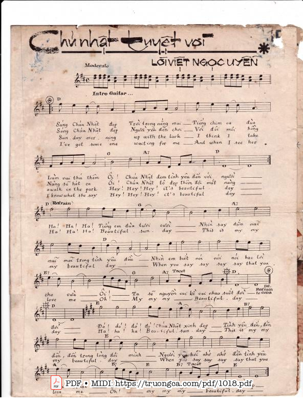 Page 3 of Sheet music PDF Chủ nhật tươi hồng (Beautiful sunday) - Daniel Boone