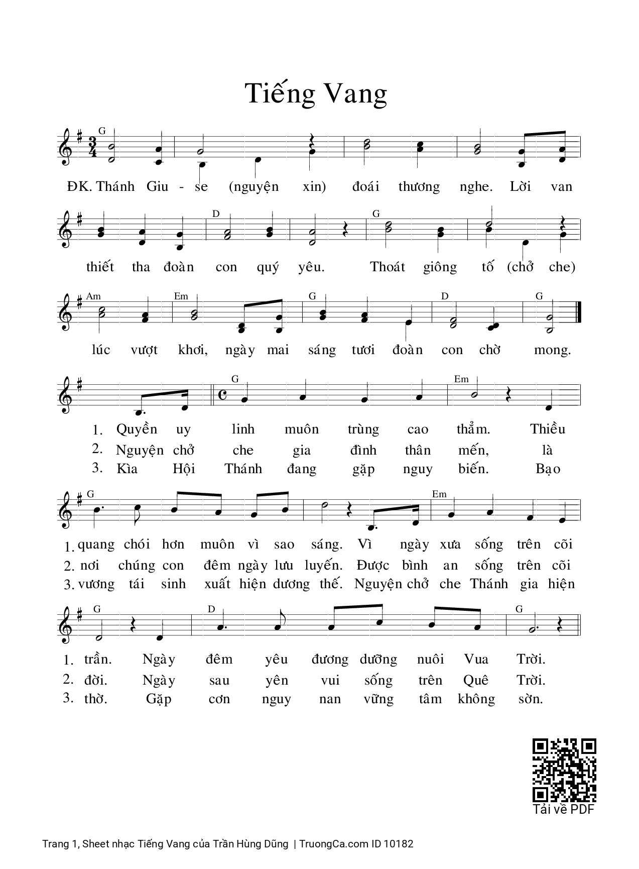 Sheet PDF of Tiếng Vang - Trần Hùng Dũng