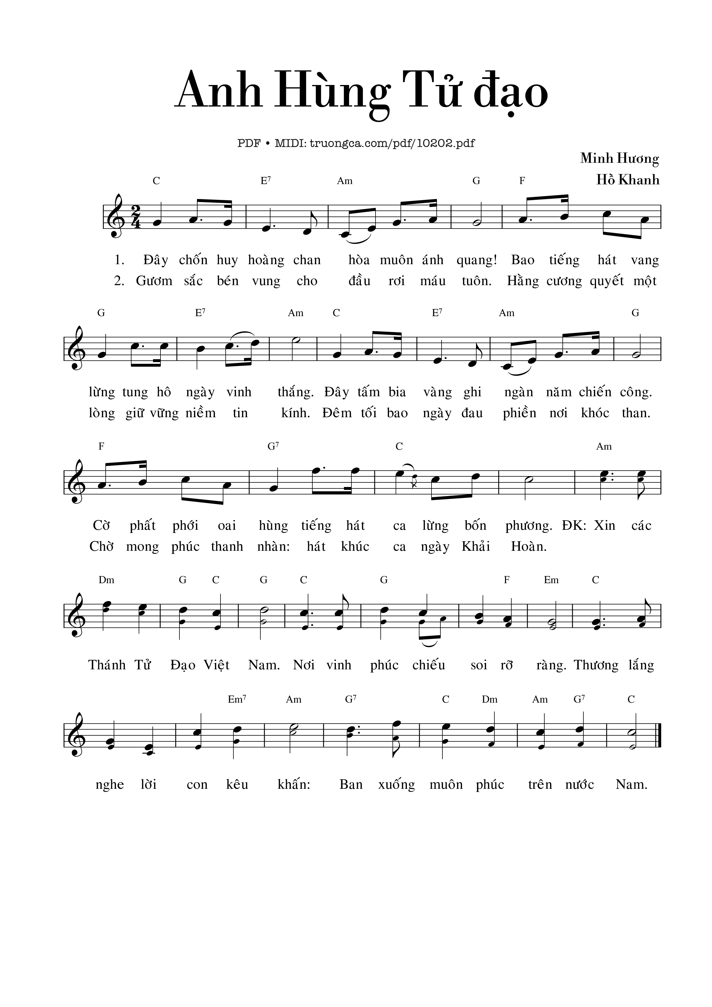 Sheet PDF of Anh Hùng Tử đạo - Đây chốn huy hoàng