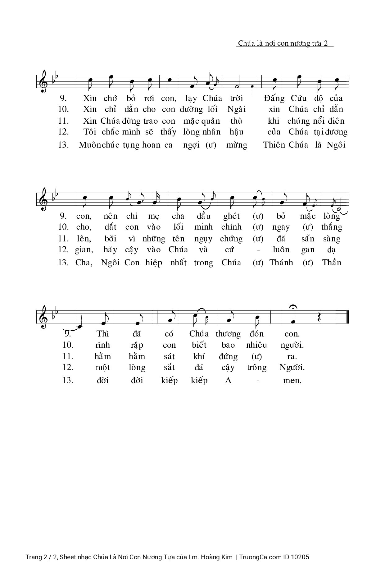 Page 2 of Sheet music PDF Chúa Là Nơi Con Nương Tựa - Lm. Hoàng Kim