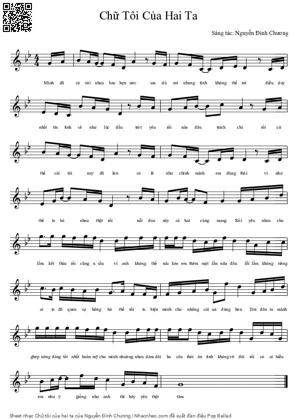 Sheet PDF of Chữ tôi của hai ta