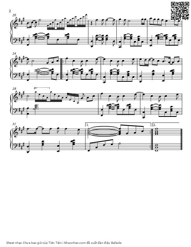 Page 2 of Sheet music PDF Chưa bao giờ - Tiên Tiên