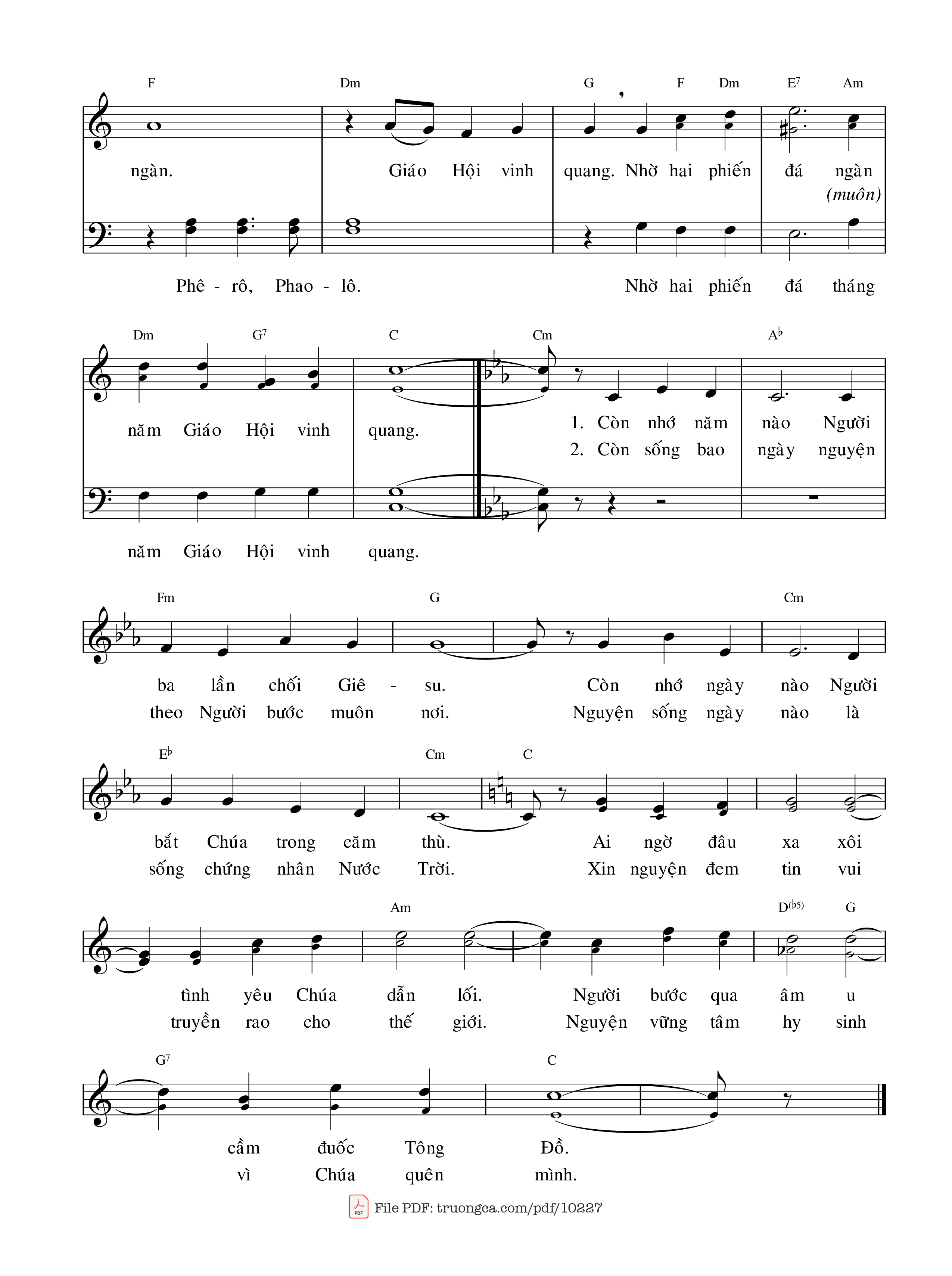 Page 2 of Sheet music PDF Hai Vì Sao Sáng - Phanxicô