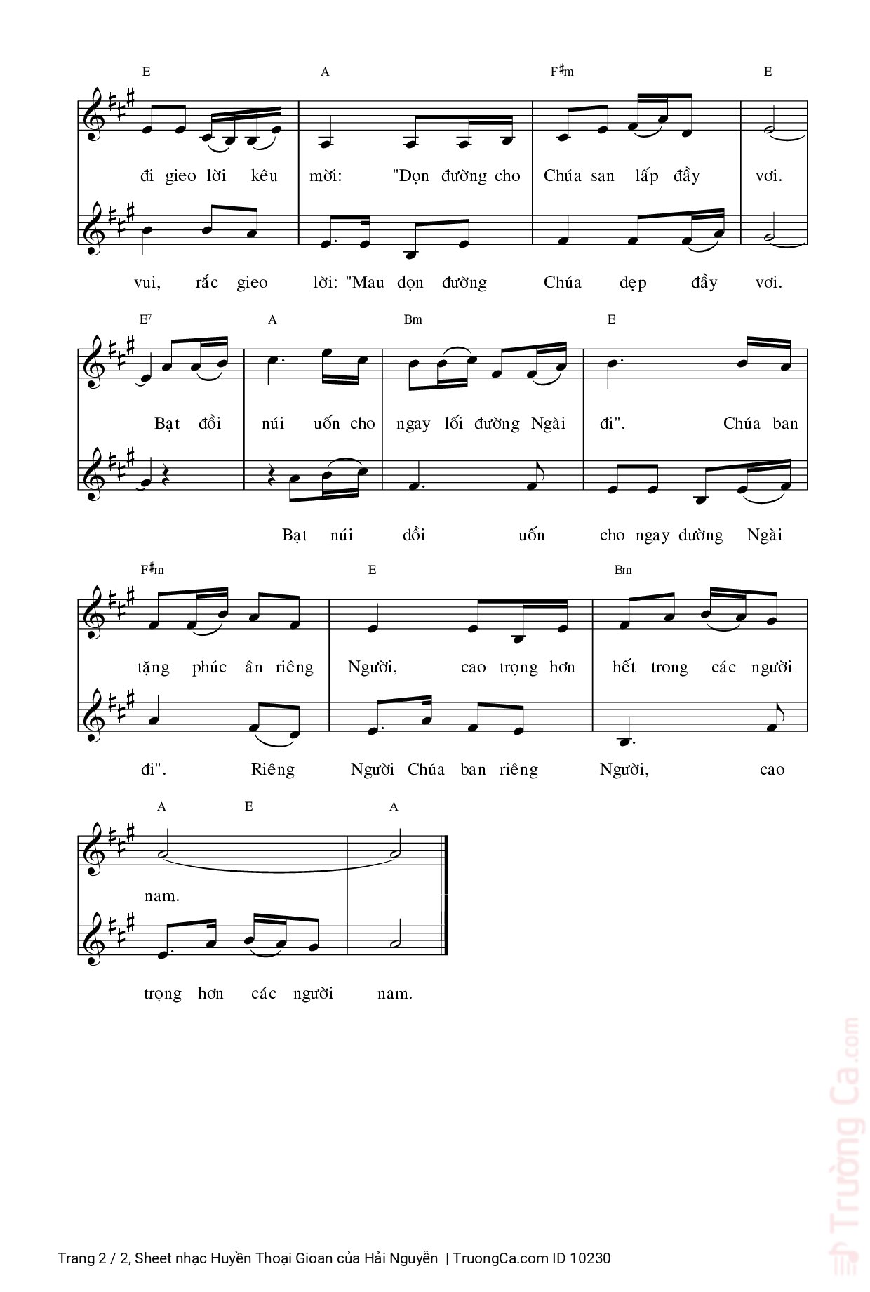 Page 2 of Sheet music PDF Huyền Thoại Gioan - Hải Nguyễn