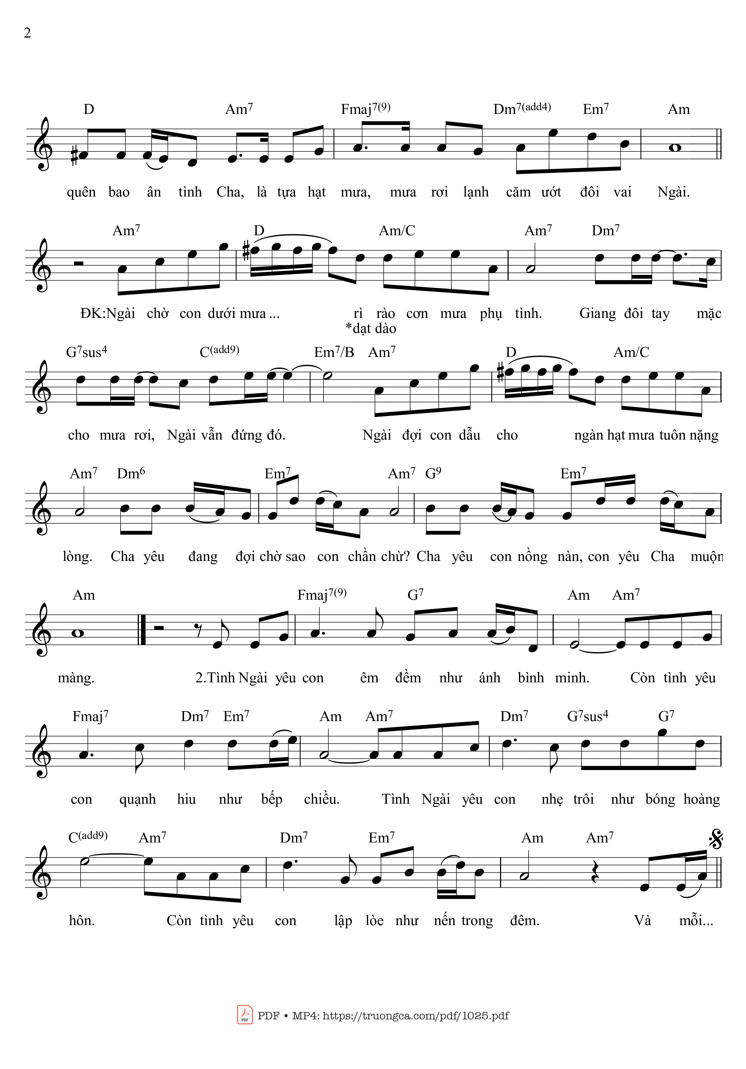 Page 2 of Sheet music PDF Chúa chờ con dưới mưa - Thiên Phúc
