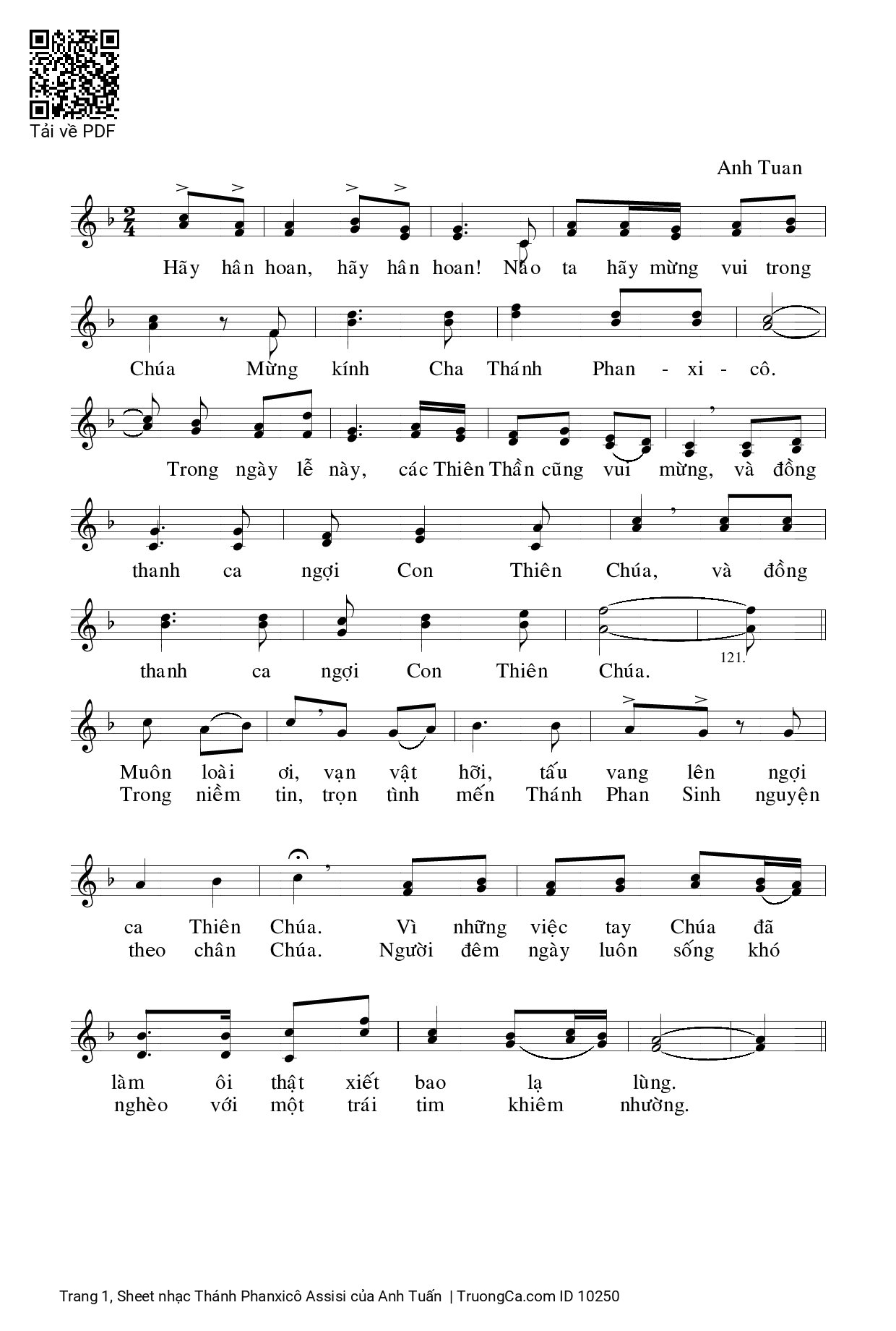 Sheet PDF of Thánh Phanxicô Assisi