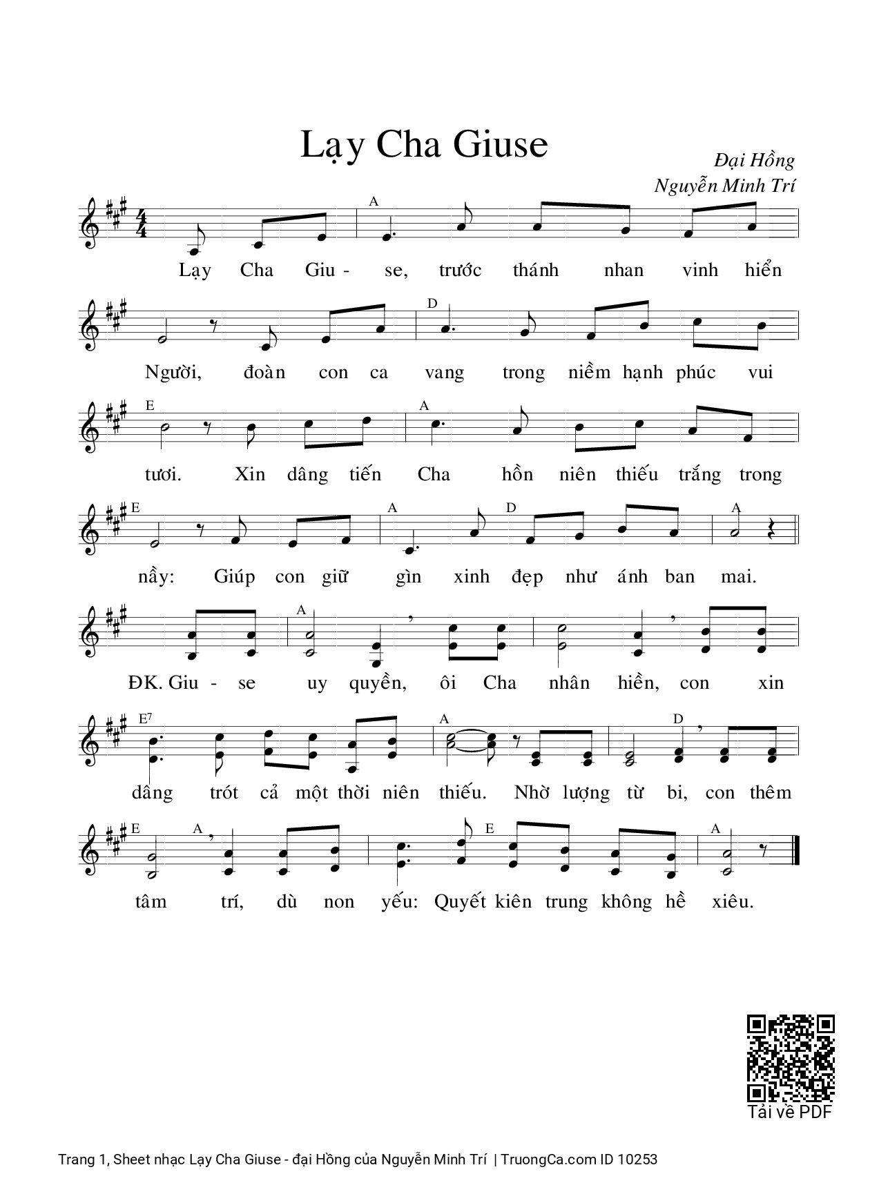 Page 1 of Sheet music PDF Lạy Cha Giuse - đại Hồng - Nguyễn Minh Trí