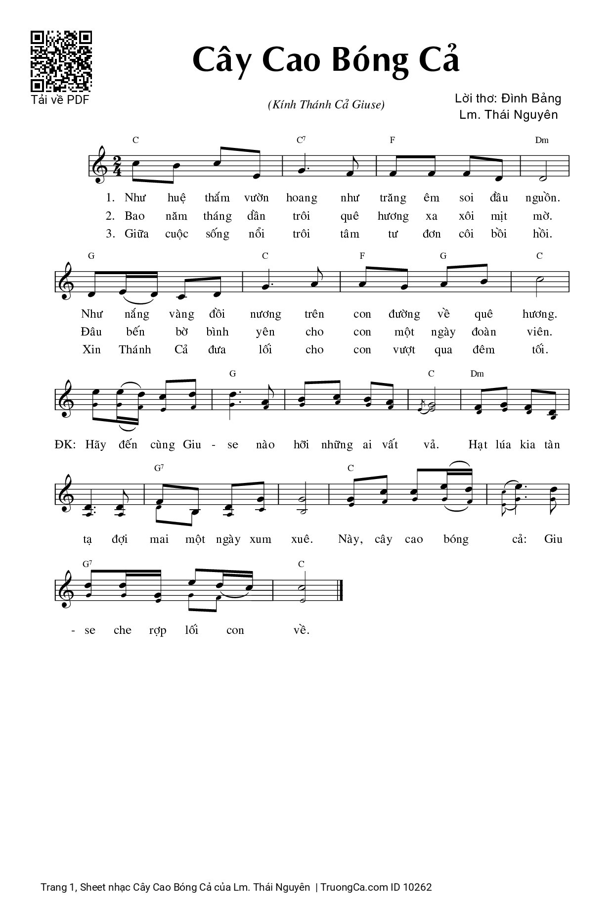 Sheet PDF of Cây Cao Bóng Cả