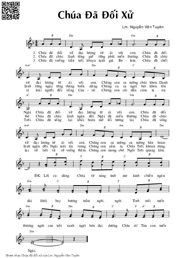 Page 1 of Sheet music PDF Chúa đã đối xử - Lm. Nguyễn Văn Tuyên