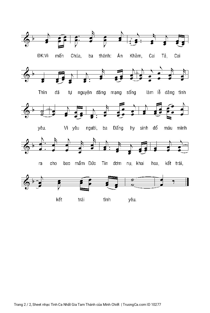 Page 2 of Sheet music PDF Tình Ca Nhất Gia Tam Thánh - Minh Chiết
