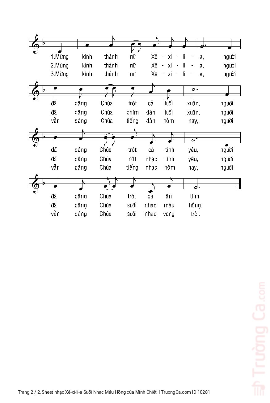 Page 2 of Sheet music PDF Xê-xi-li-a Suối Nhạc Máu Hồng - Minh Chiết