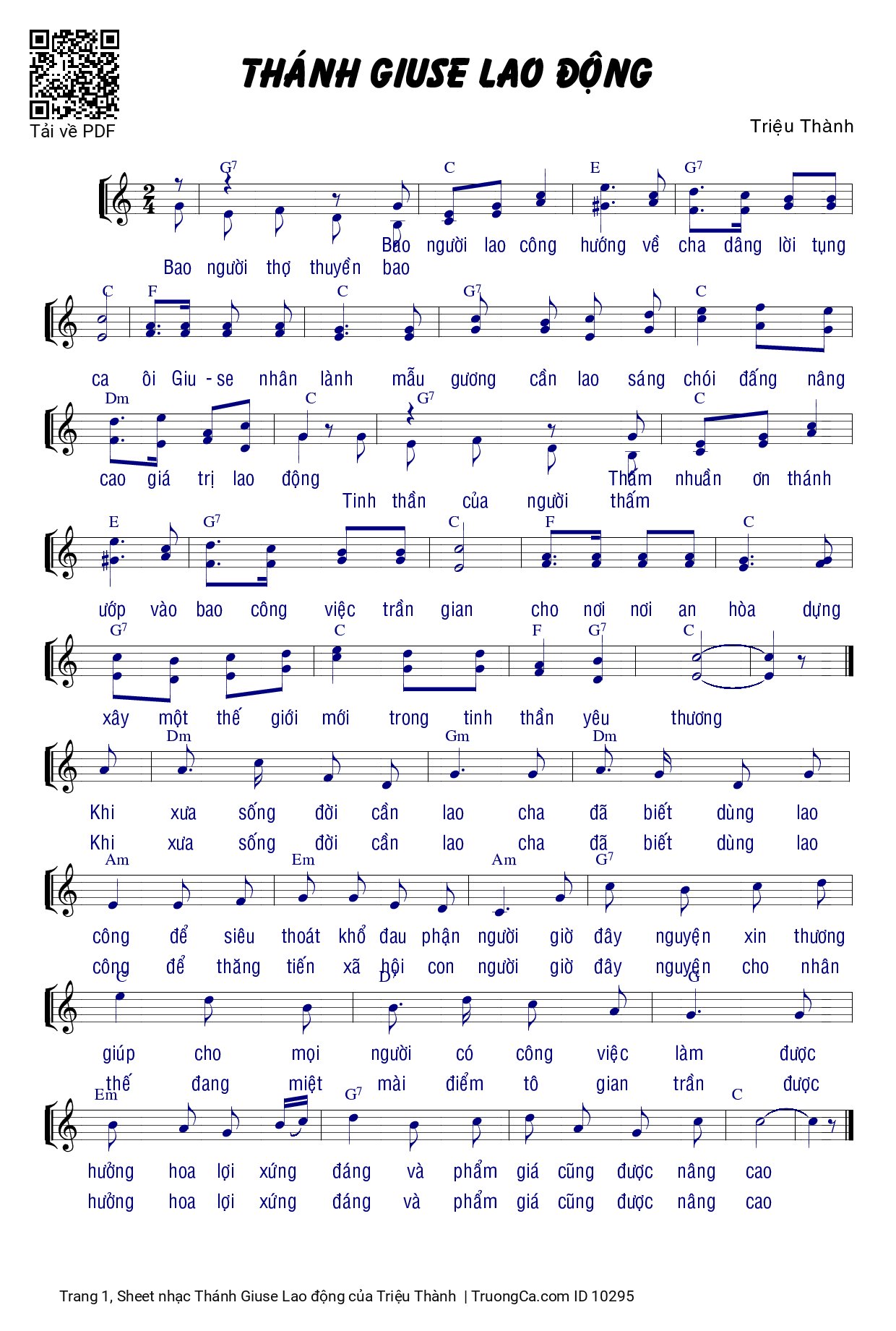 Sheet PDF of Thánh Giuse Lao động