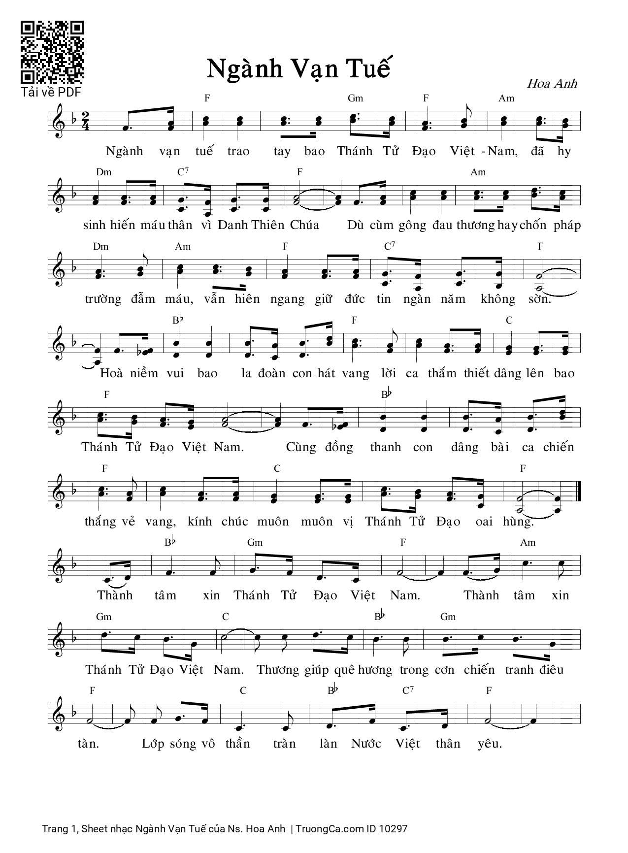 Sheet PDF of Ngành Vạn Tuế