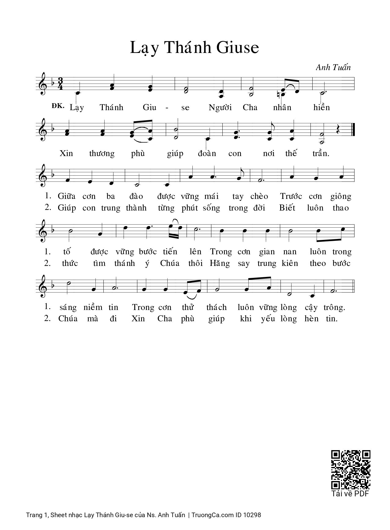 Sheet PDF of Lạy Thánh Giu-se