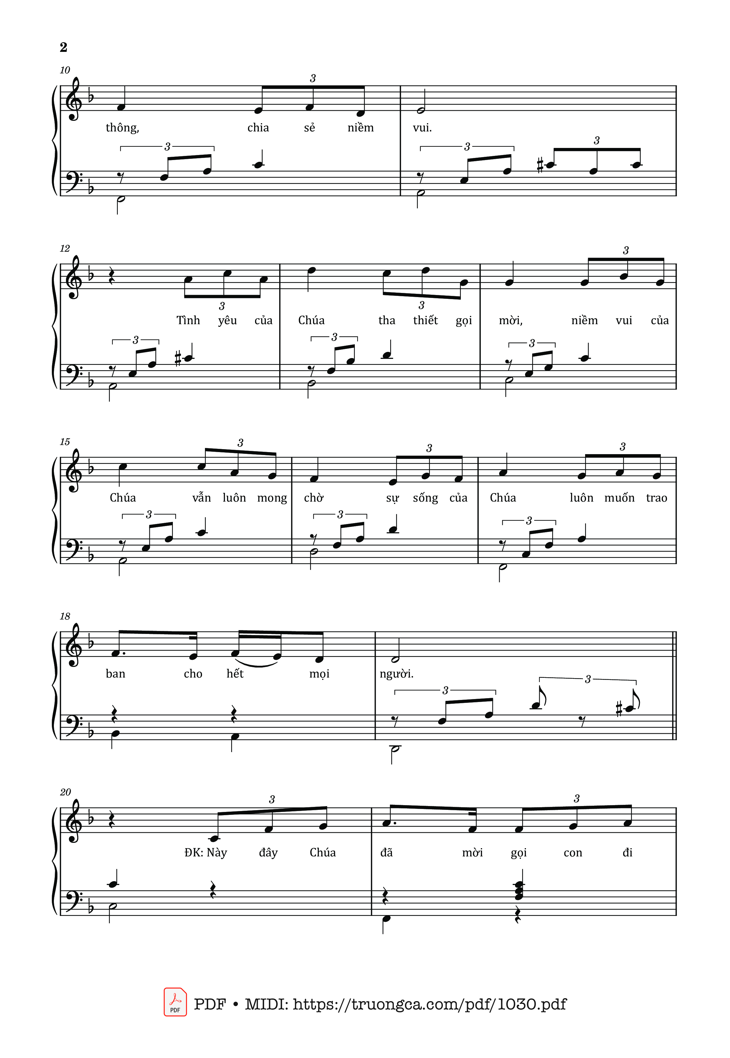 Page 2 of Sheet music PDF Chúa đã mời gọi - Lm. Thái Nguyên