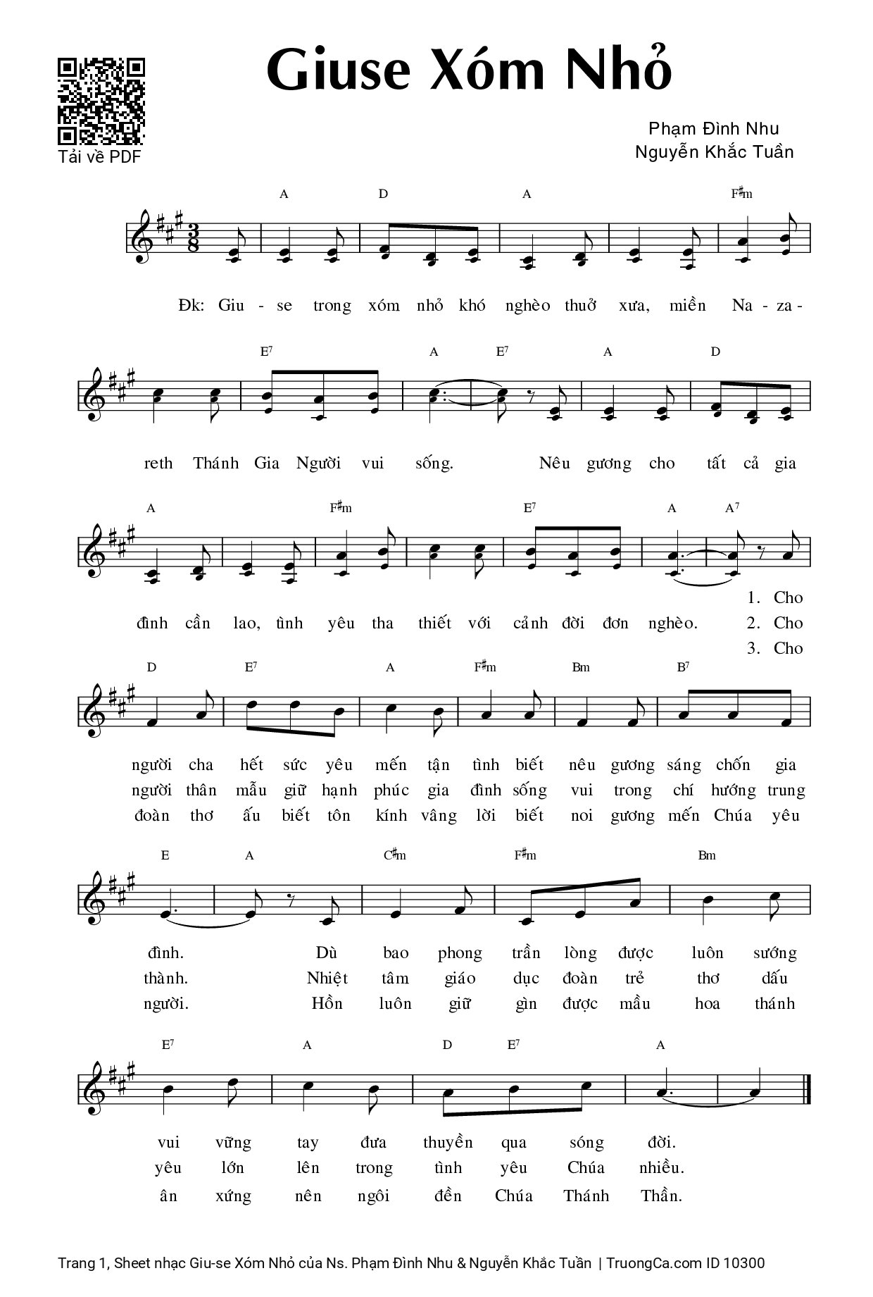 Sheet PDF of Giu-se Xóm Nhỏ