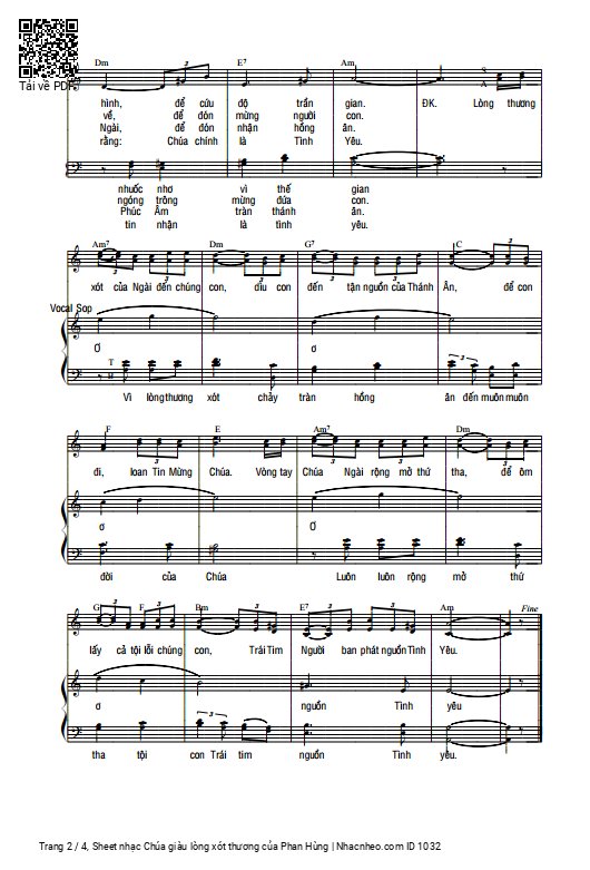 Page 2 of Sheet music PDF Chúa giàu lòng xót thương - Phan Hùng