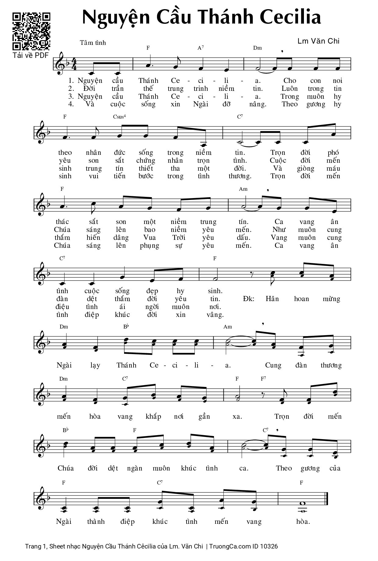 Sheet PDF of Nguyện Cầu Thánh Cêcilia