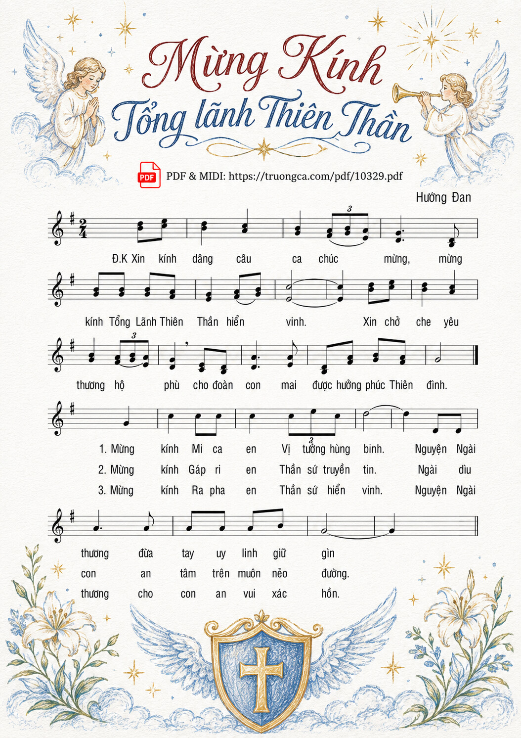 Page 1 of Sheet music PDF Mừng Kính Tổng Lãnh Thiên Thần - Sr. Hương Đan