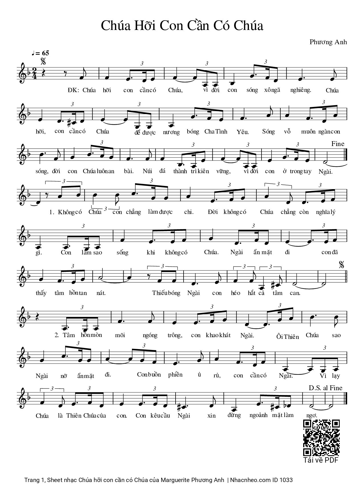 Sheet PDF of Chúa hỡi con cần có Chúa