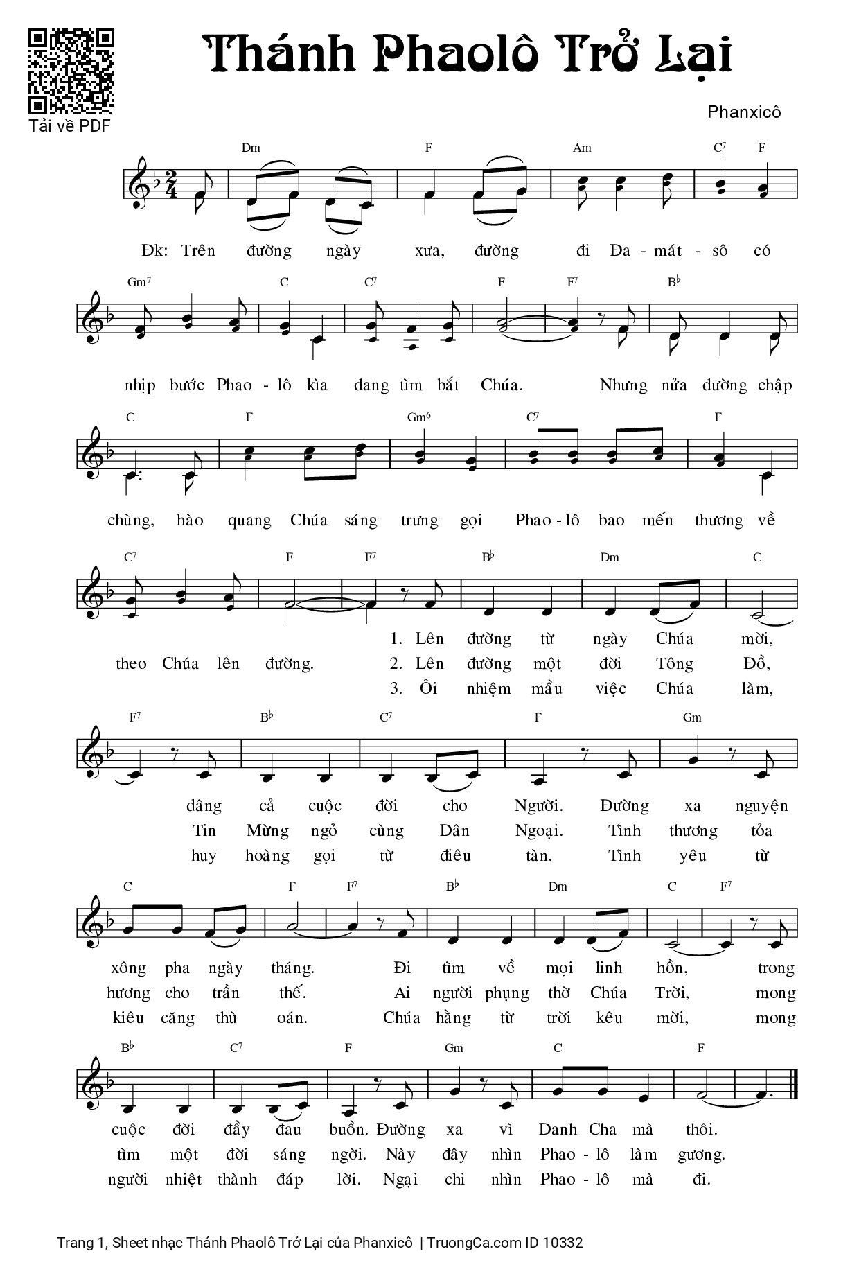 Sheet PDF of Thánh Phaolô Trở Lại