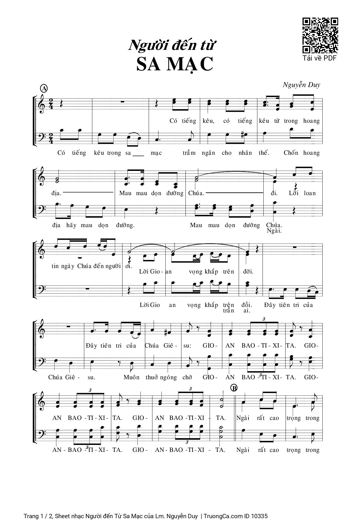 Sheet PDF of Người đến Từ Sa Mạc