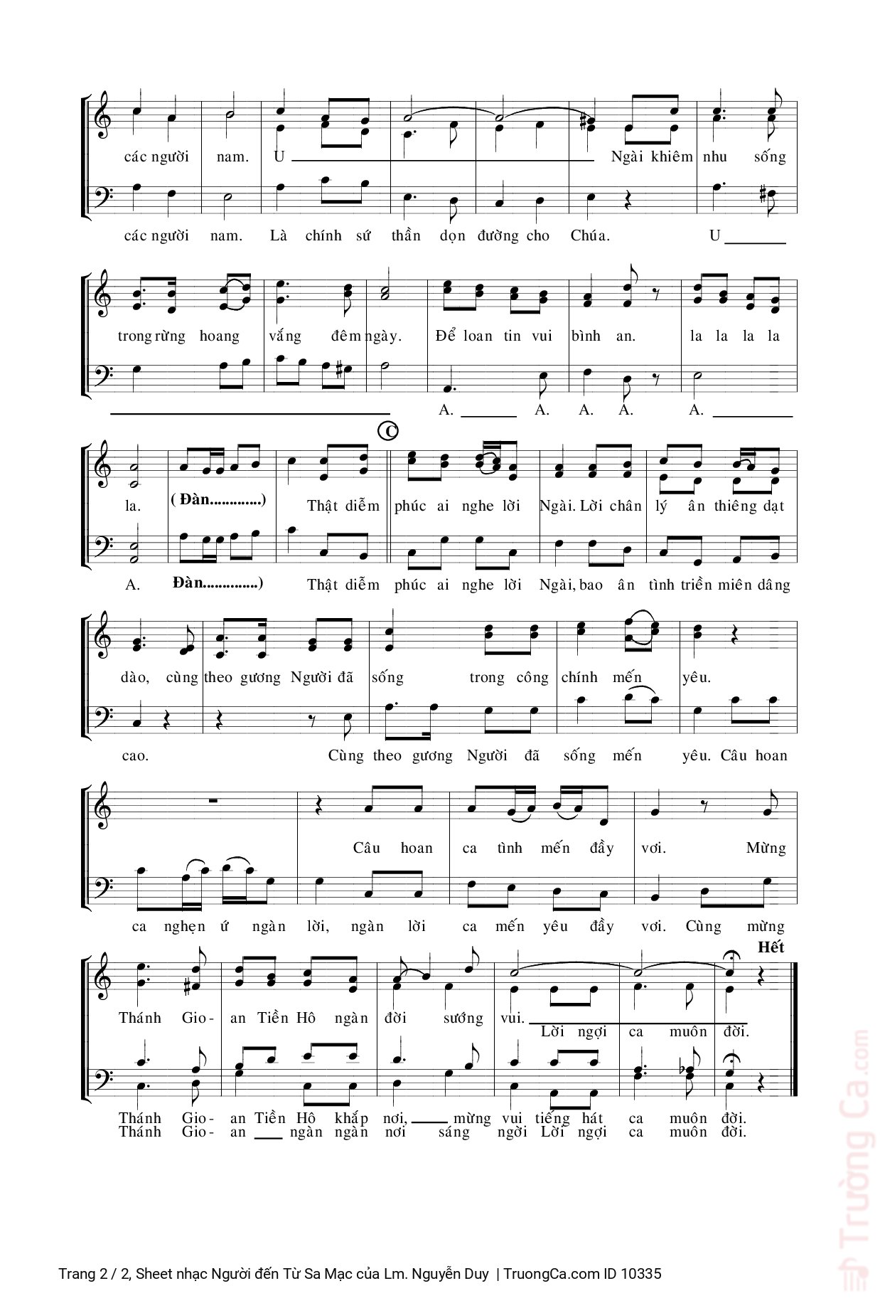 Page 2 of Sheet music PDF Người đến Từ Sa Mạc - Lm. Nguyễn Duy