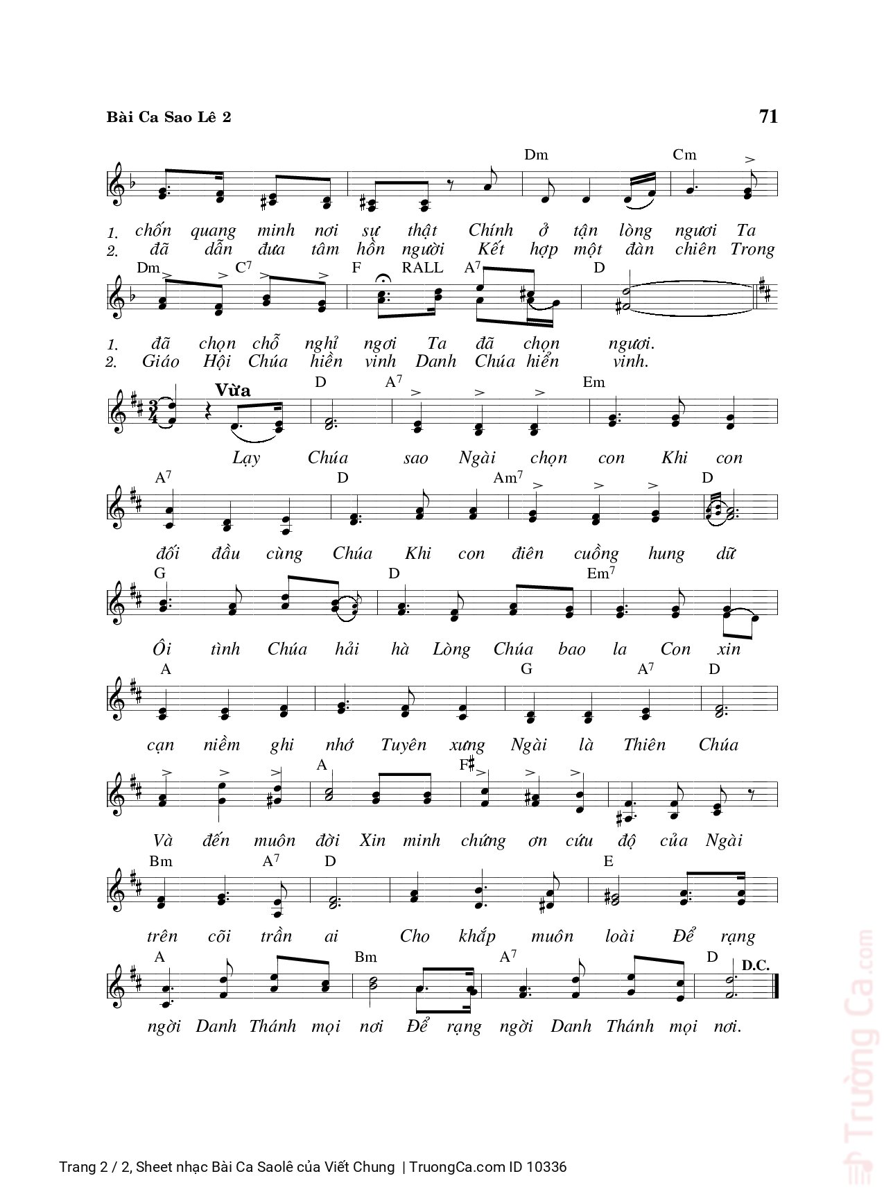 Page 2 of Sheet music PDF Bài Ca Saolê - Viết Chung