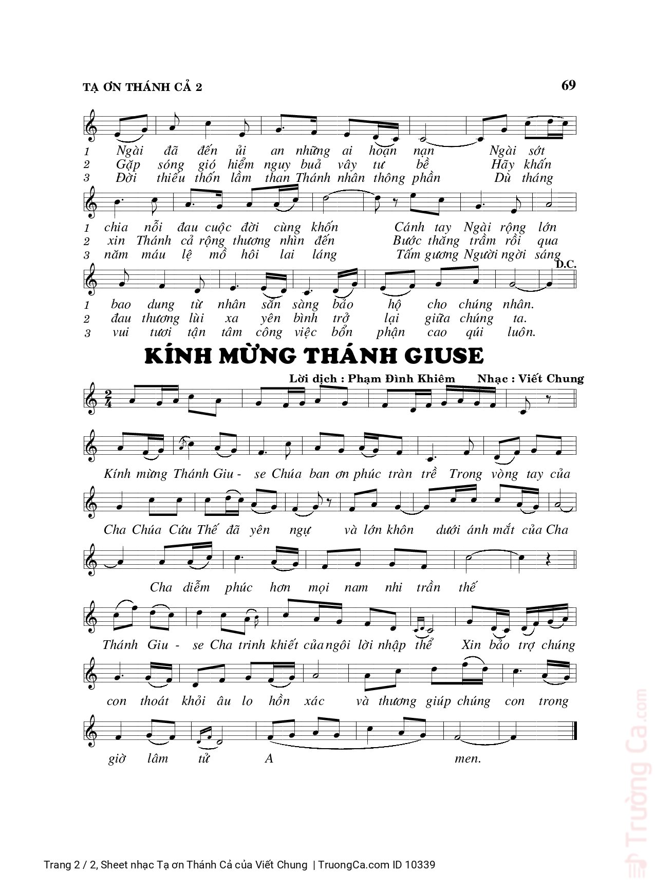 Page 2 of Sheet music PDF Tạ ơn Thánh Cả - Viết Chung