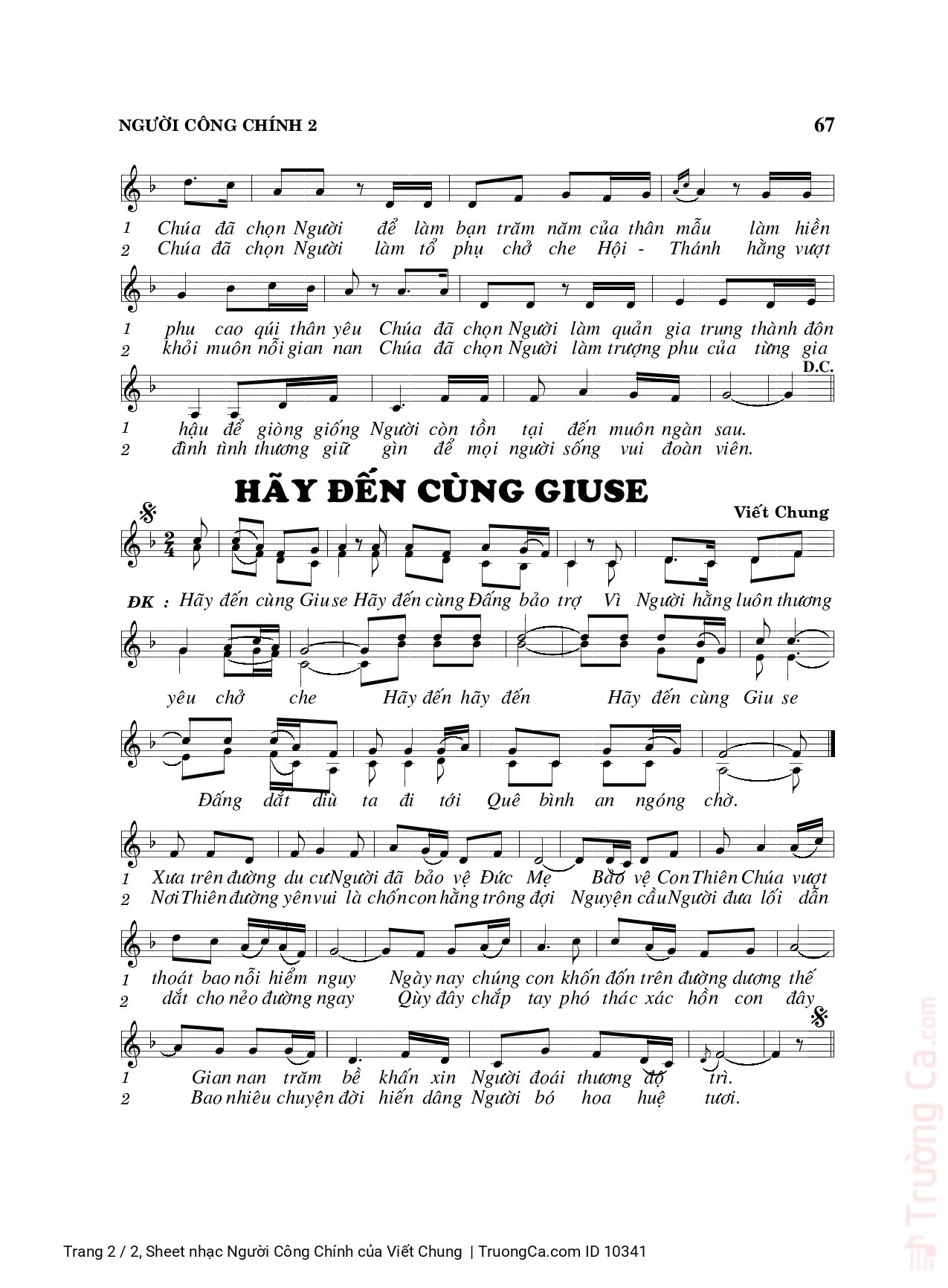 Page 2 of Sheet music PDF Người Công Chính - Viết Chung