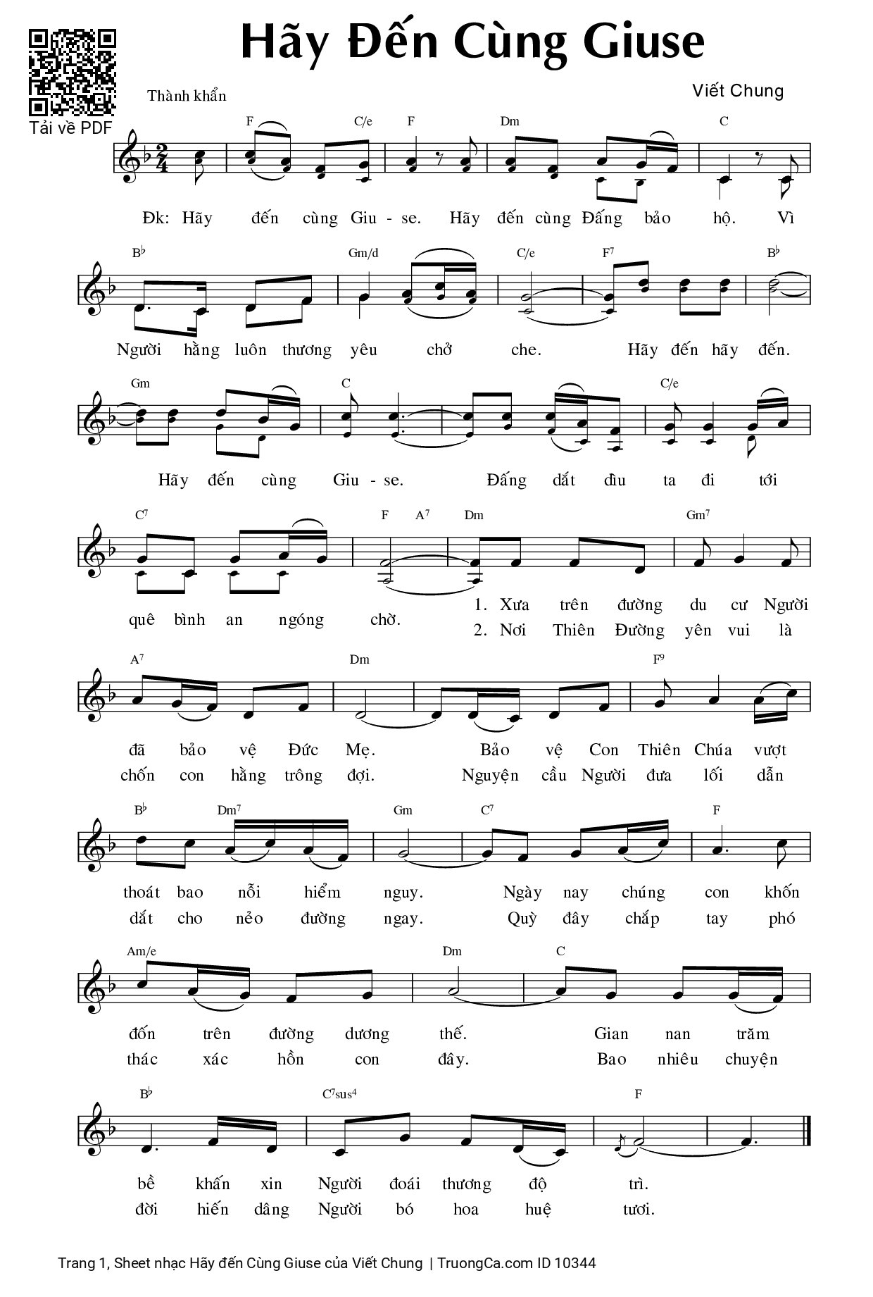 Sheet PDF of Hãy đến Cùng Giuse