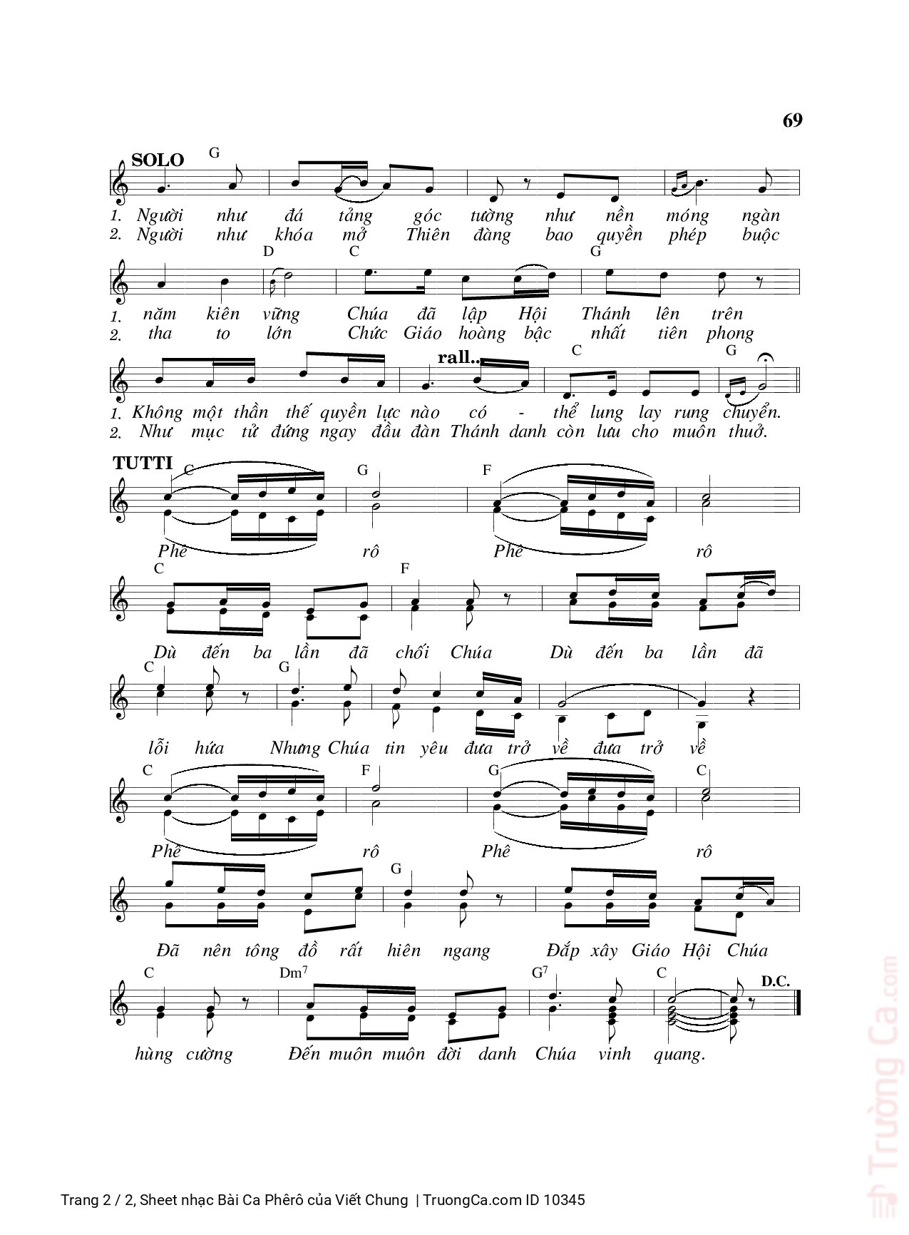 Page 2 of Sheet music PDF Bài Ca Phêrô - Viết Chung