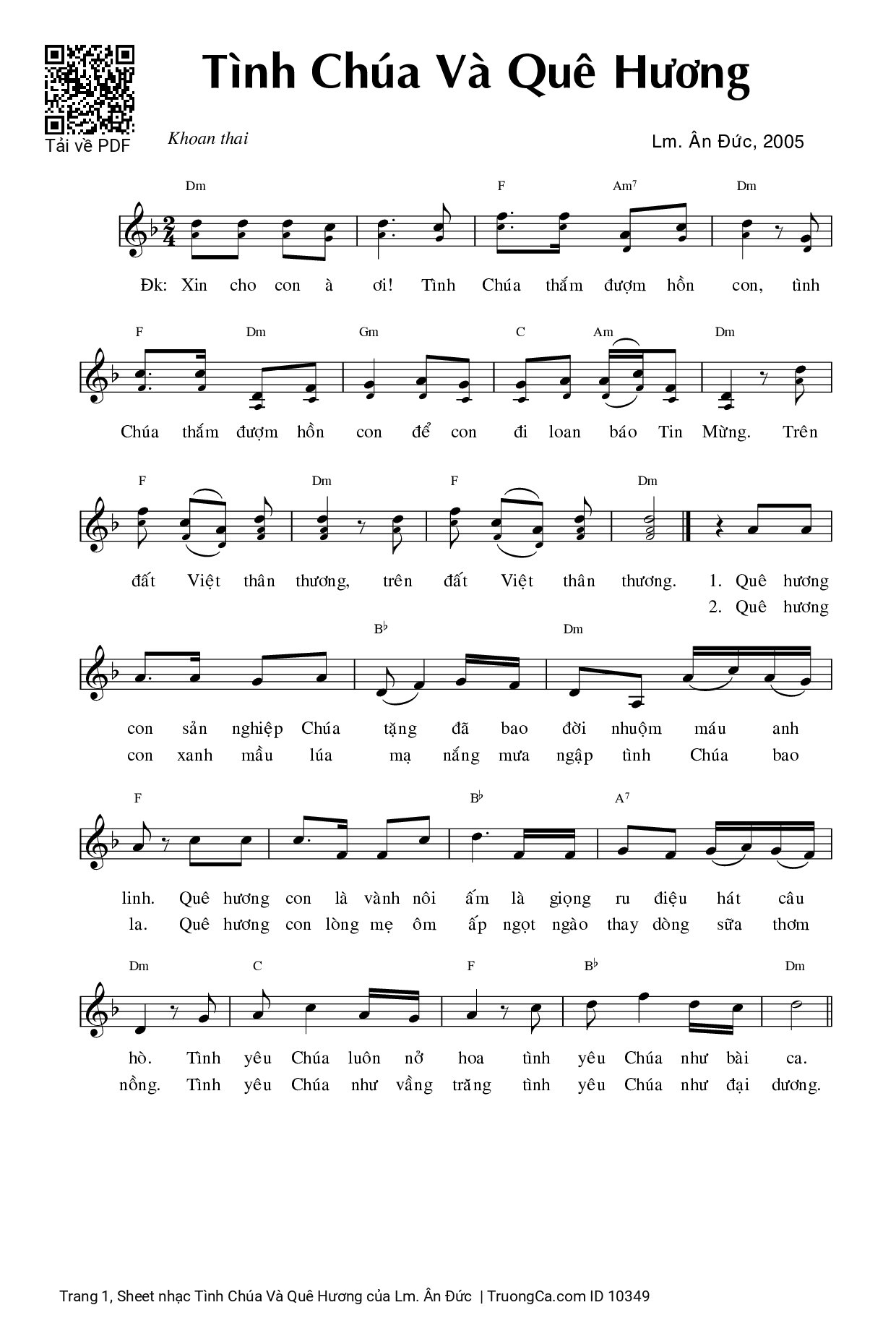 Sheet PDF of Tình Chúa Và Quê Hương