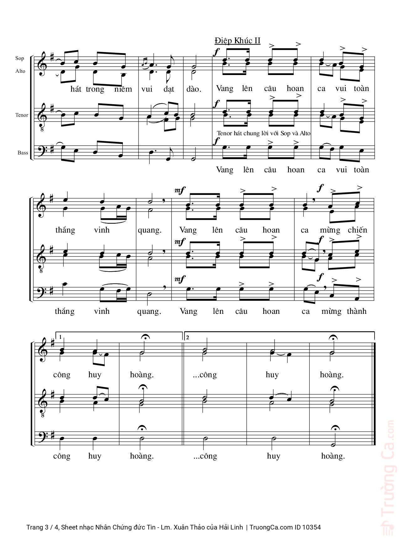 Page 3 of Sheet music PDF Nhân Chứng đức Tin - Lm. Xuân Thảo - Hải Linh