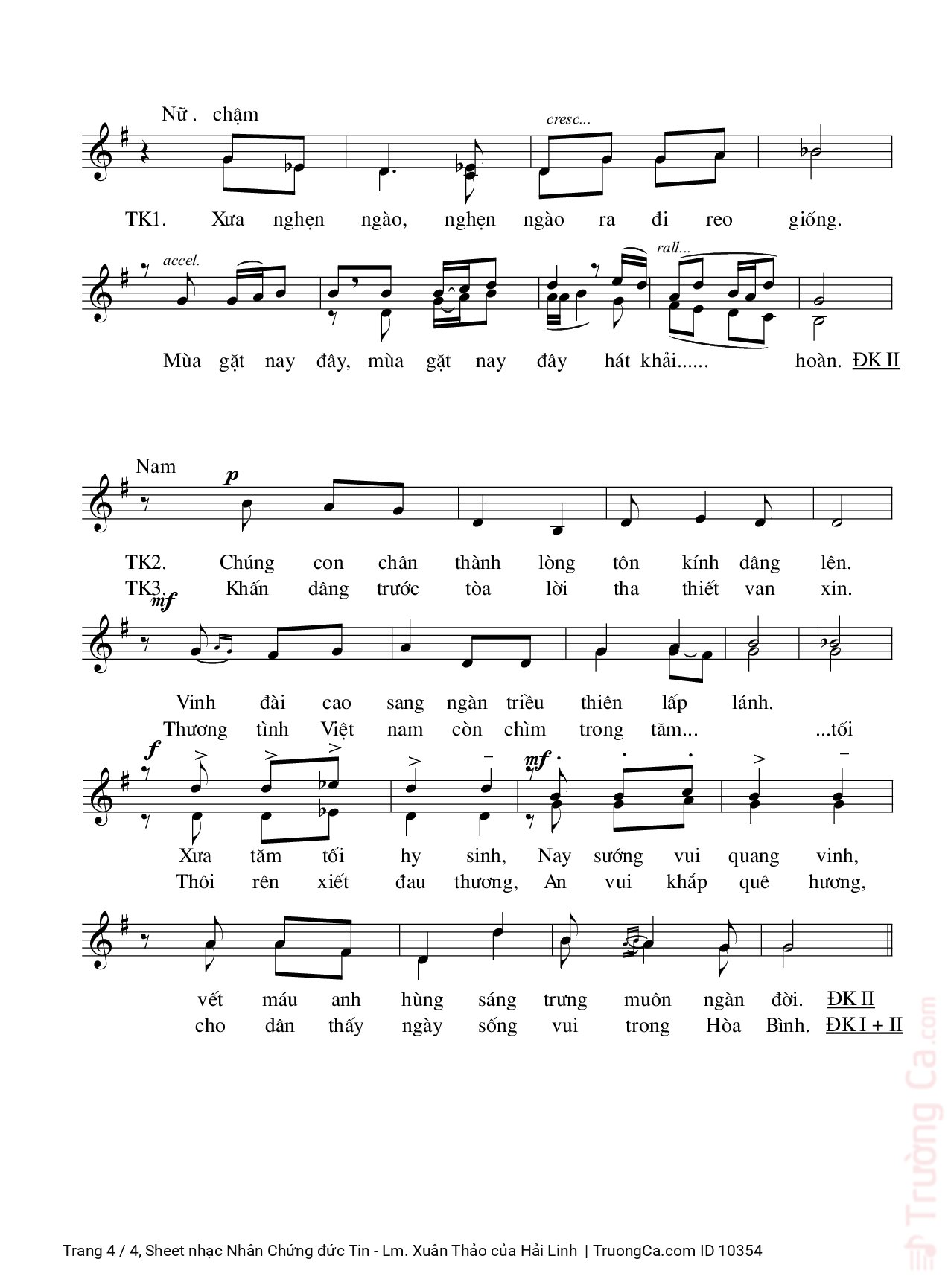 Page 4 of Sheet music PDF Nhân Chứng đức Tin - Lm. Xuân Thảo - Hải Linh