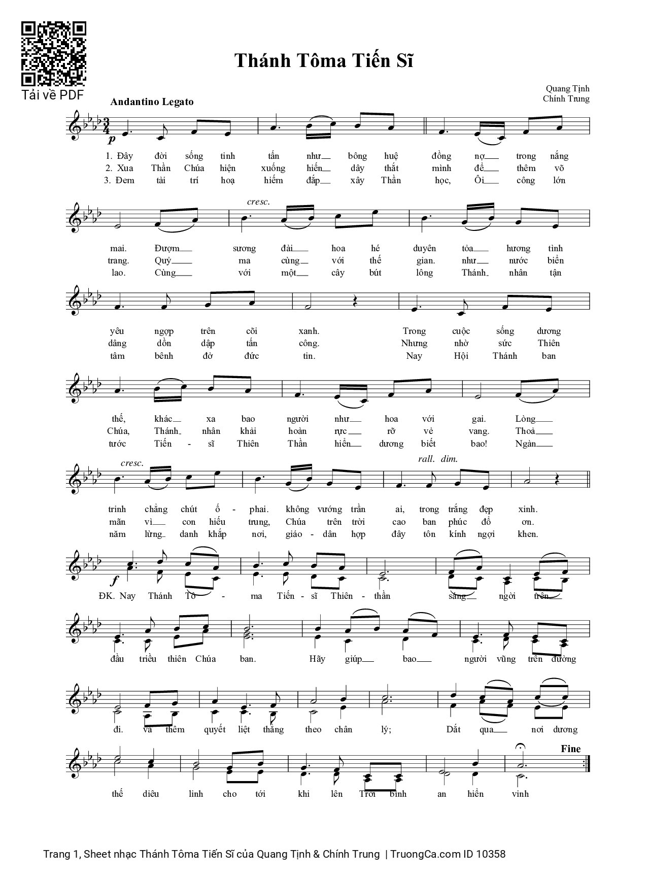 Sheet PDF of Thánh Tôma Tiến Sĩ