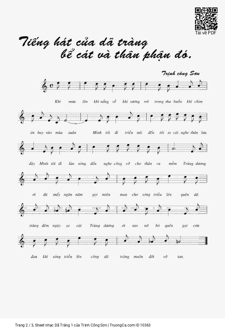 Page 2 of Sheet music PDF Dã Tràng ca - Trịnh Công Sơn