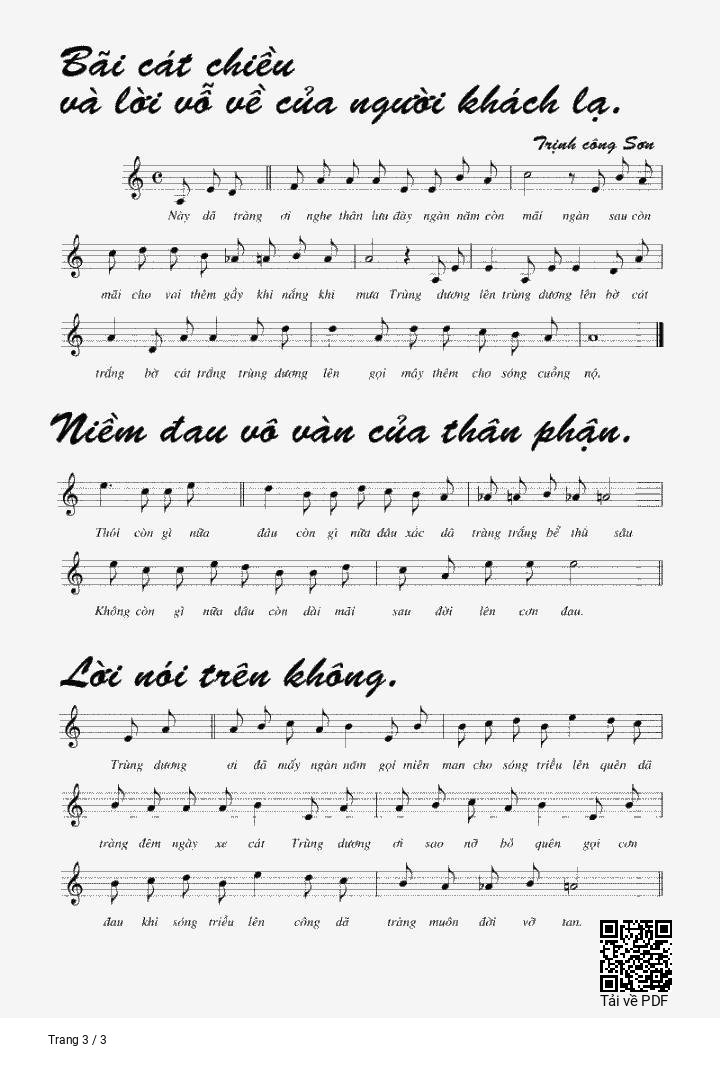 Page 3 of Sheet music PDF Dã Tràng ca - Trịnh Công Sơn