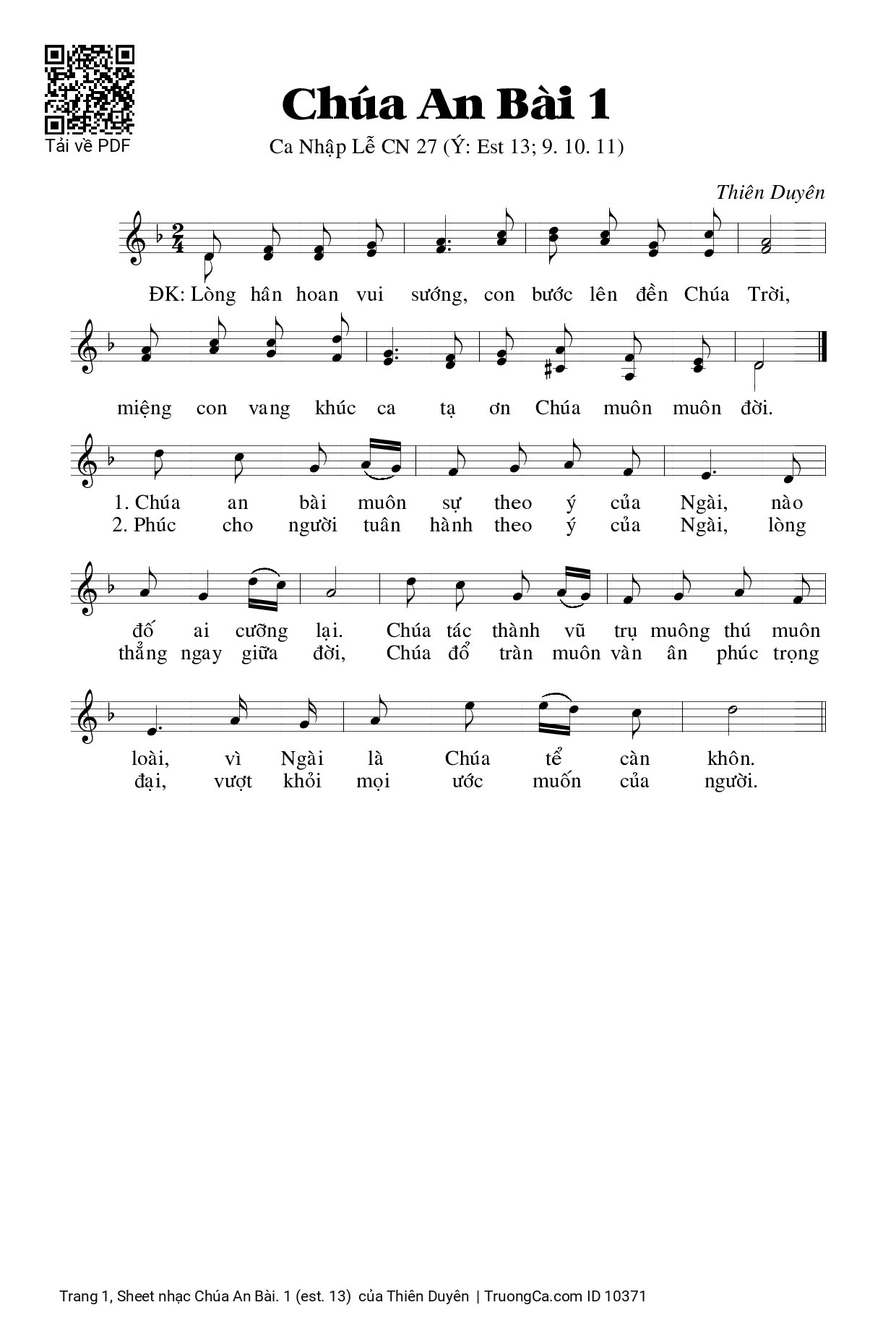 Sheet PDF of Chúa An Bài. 1 (est. 13) 