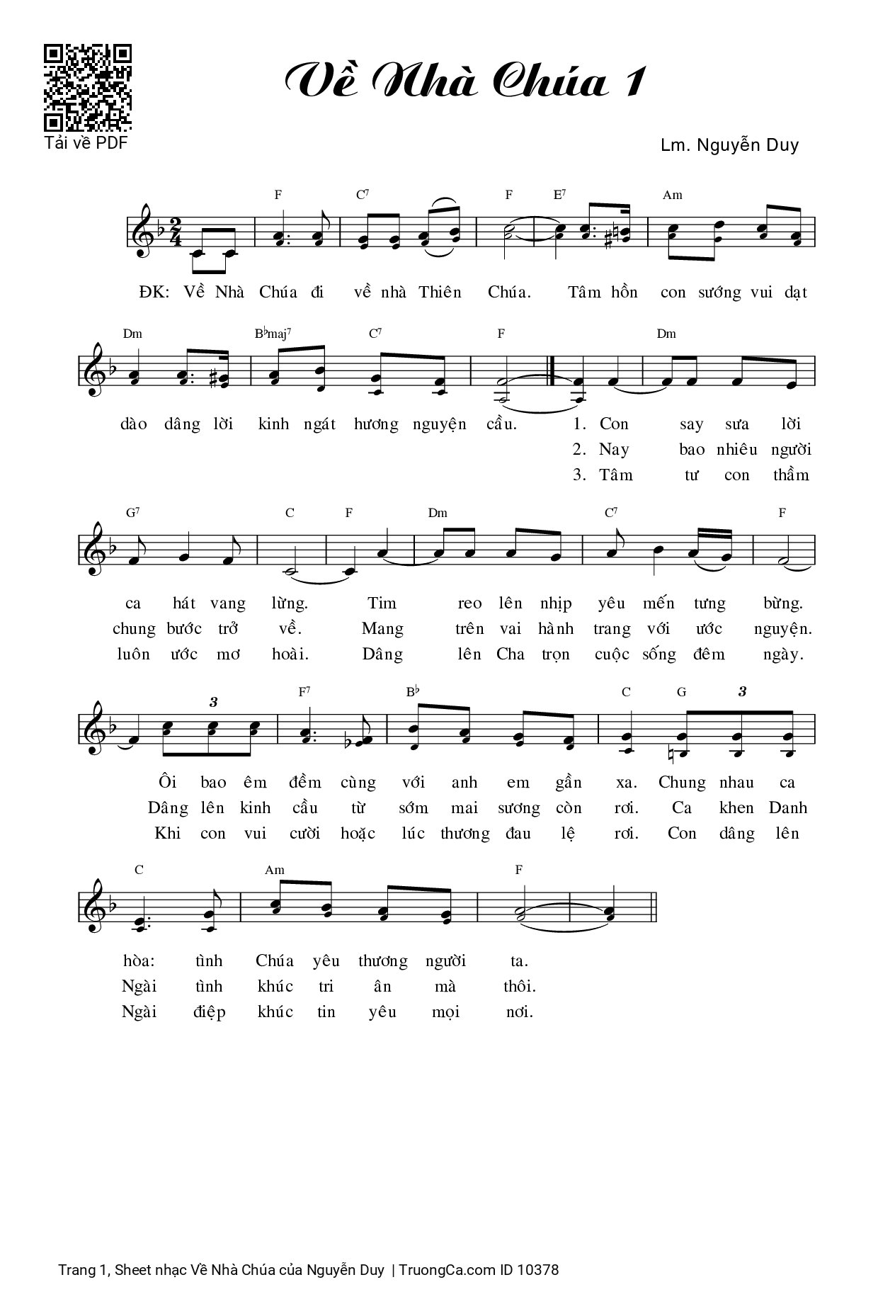 Page 1 of Sheet music PDF Về Nhà Chúa - Nguyễn Duy