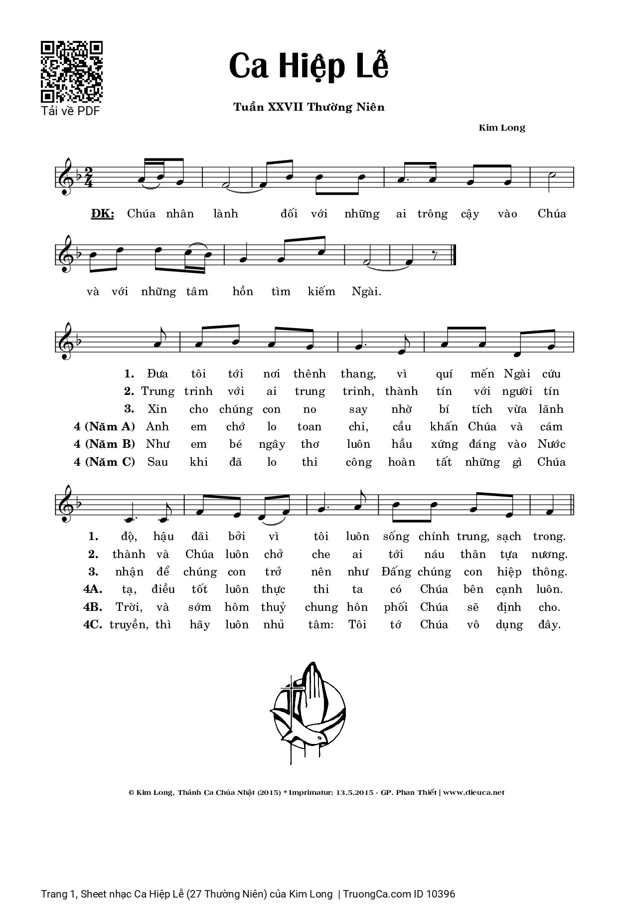Sheet PDF of Ca Hiệp Lễ (27 Thường Niên)