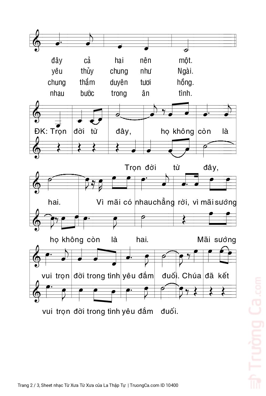 Page 2 of Sheet music PDF Từ Xưa Từ Xưa - La Thập Tự