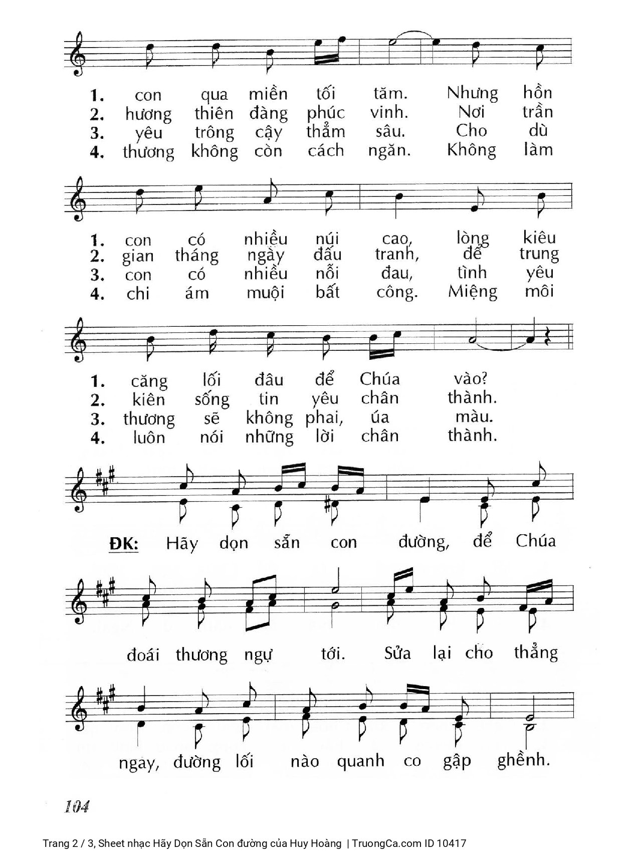Page 2 of Sheet music PDF Hãy Dọn Sẵn Con đường - Huy Hoàng
