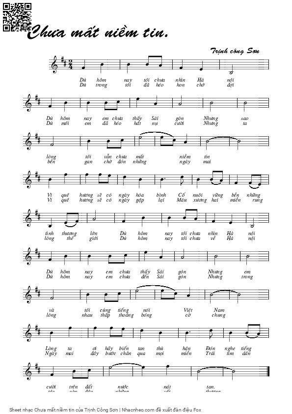 Sheet PDF of Chưa mất niềm tin