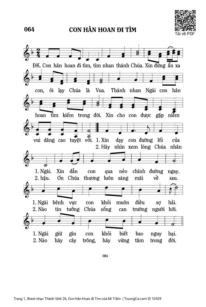 Sheet PDF of Thánh Vịnh 26, Con Hân Hoan đi Tìm
