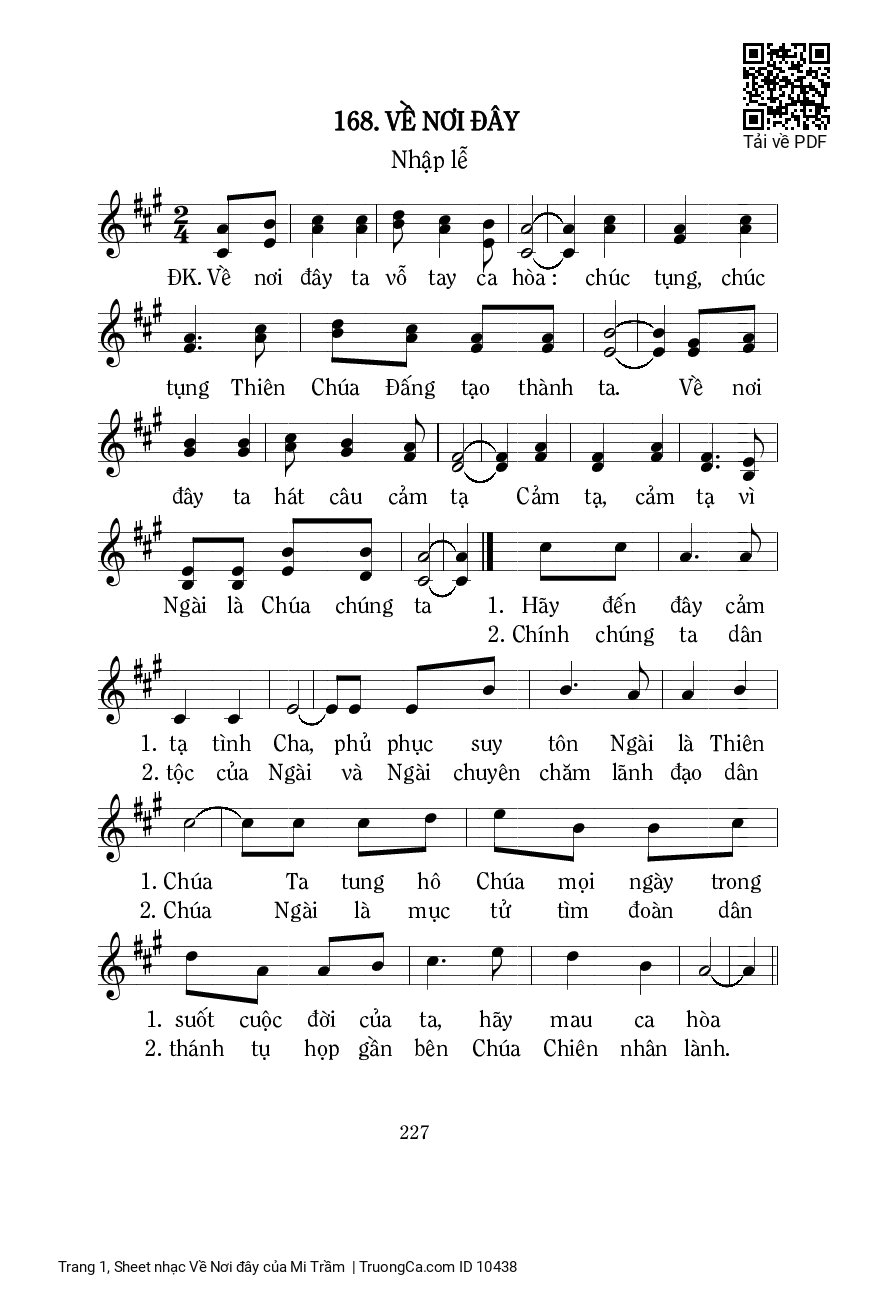 Sheet PDF of Về Nơi đây