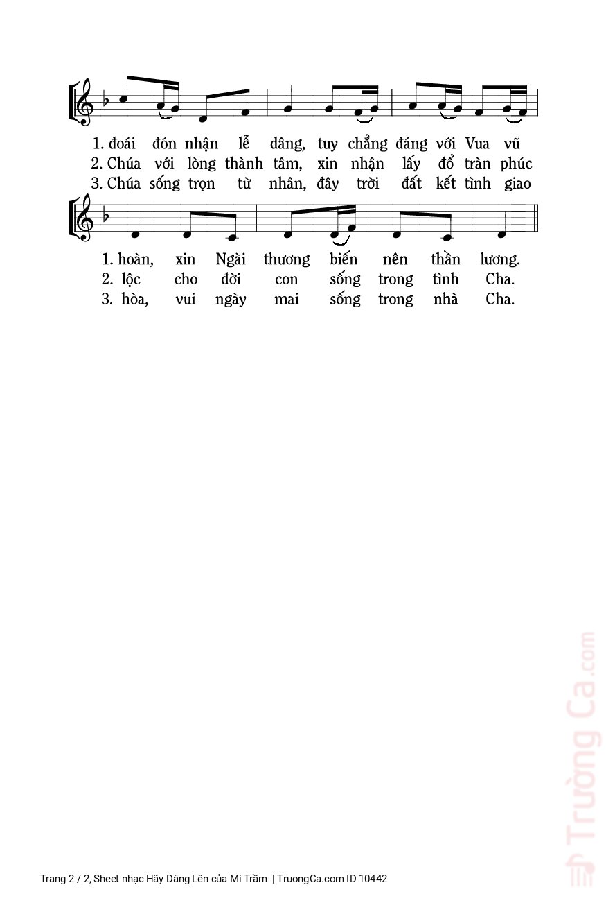 Page 2 of Sheet music PDF Hãy Dâng Lên - Mi Trầm