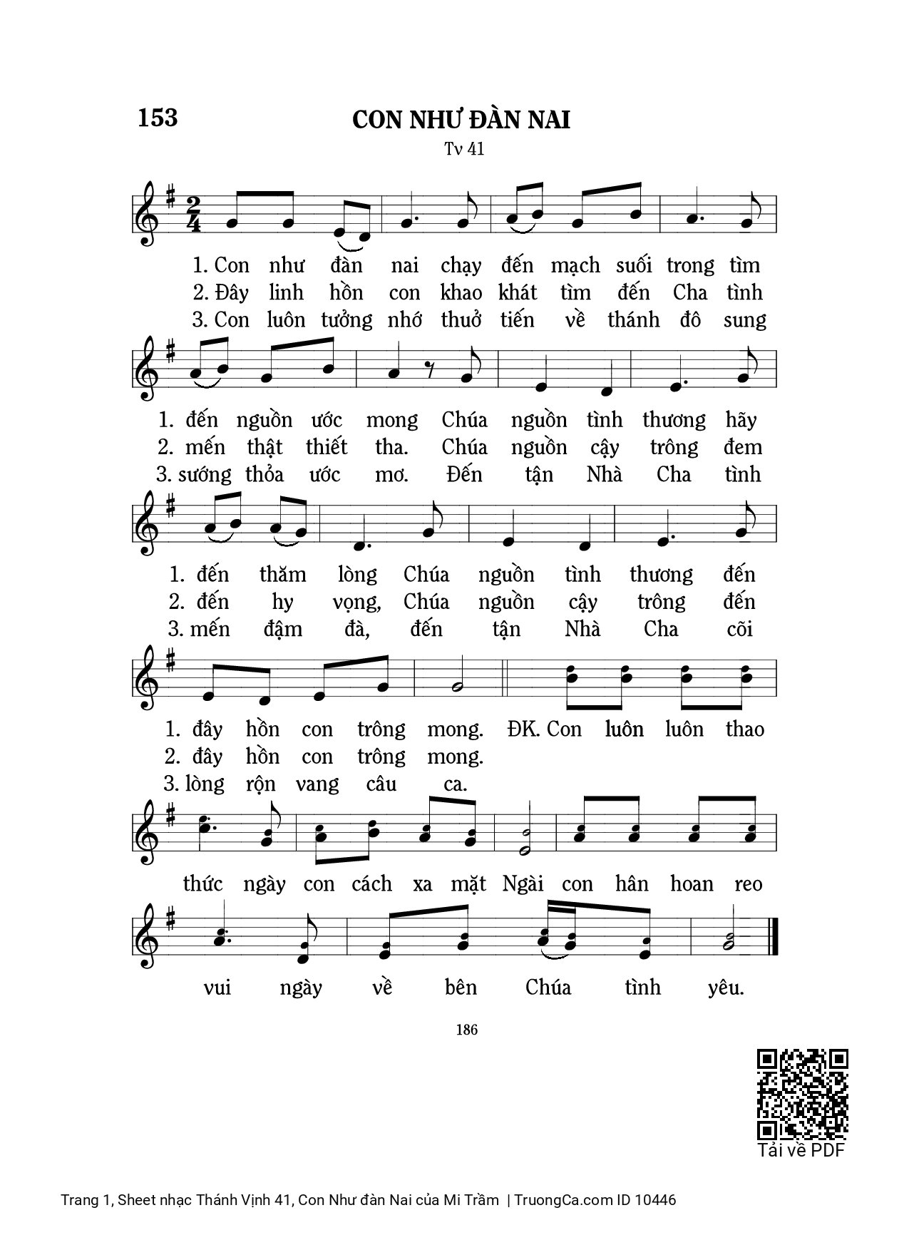 Sheet PDF of Thánh Vịnh 41, Con Như đàn Nai