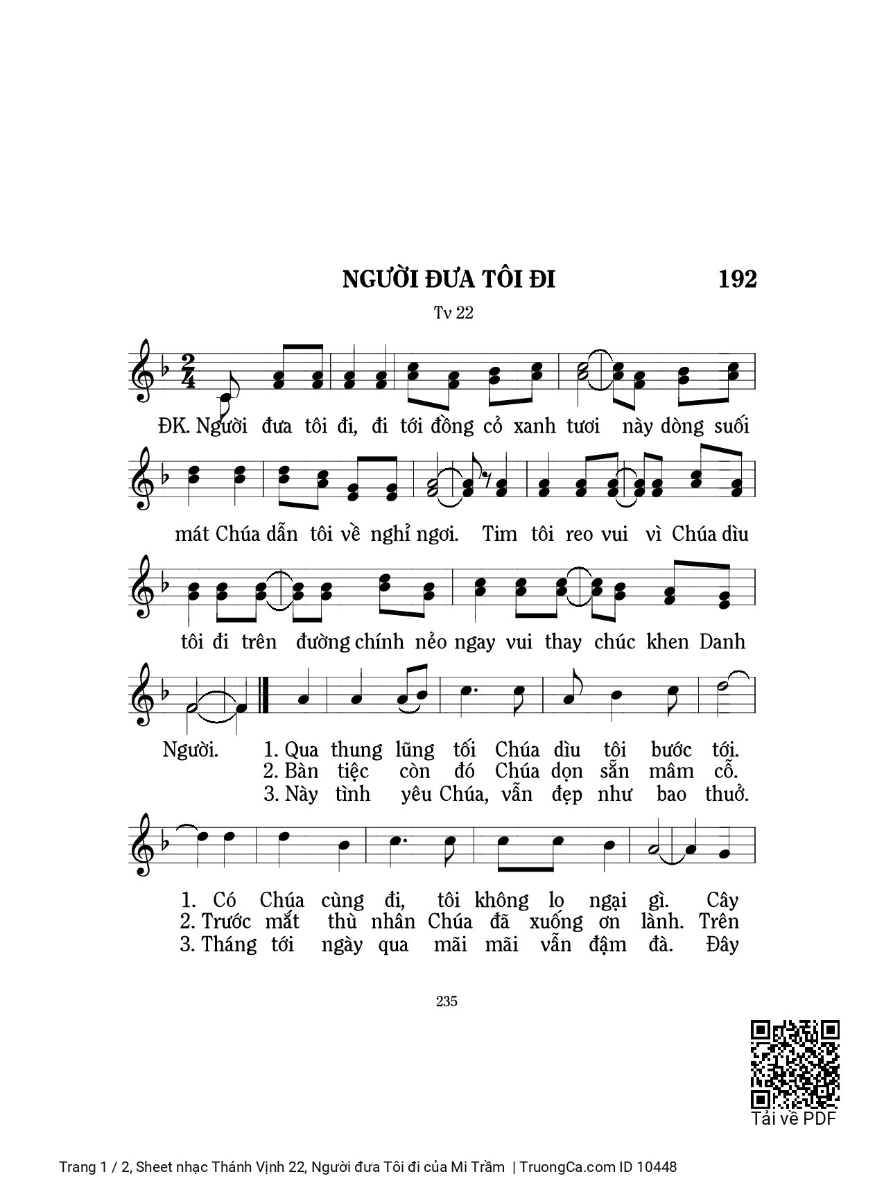Sheet PDF of Thánh Vịnh 22, Người đưa Tôi đi