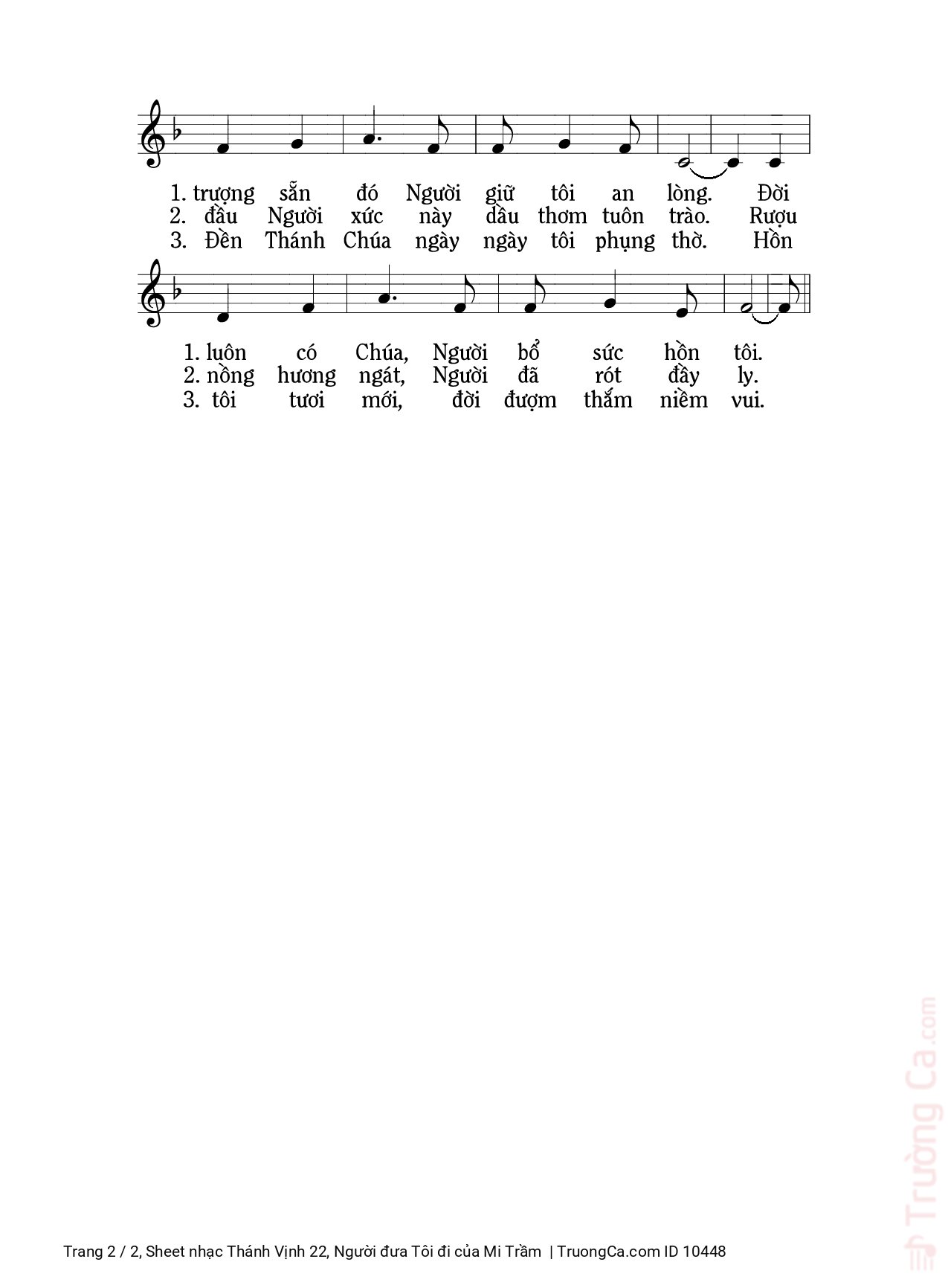 Page 2 of Sheet music PDF Thánh Vịnh 22, Người đưa Tôi đi - Mi Trầm